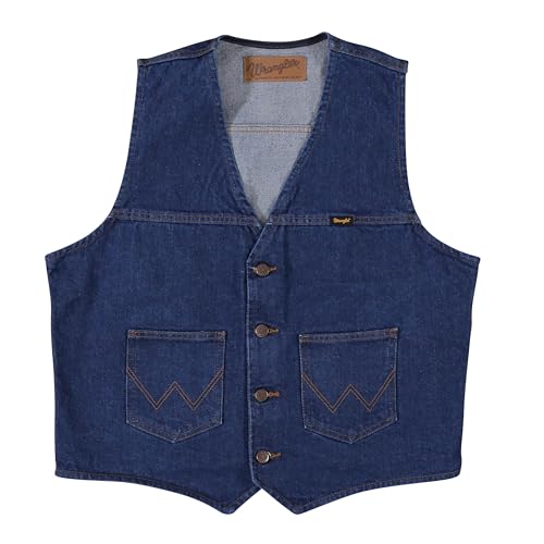 Wrangler Mens Unlined Denim Outerwear Vests, Denim, X-Large US