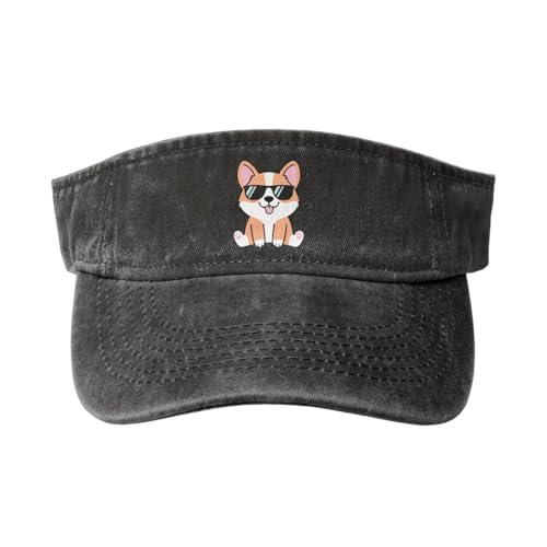 Visera deportiva ajustable con diseño de perro Corgi para mujer miniatura 1