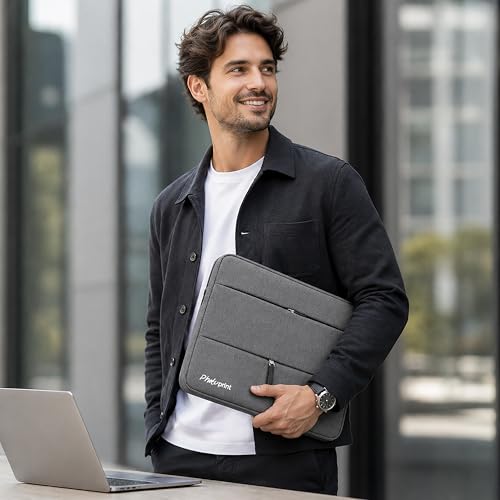 Image of 360 Protective Waterproof Laptop Sleeve for 15.6 & 16 Inch Laptops with Carry Handle & Dual Front Pockets for Business Travel Office Work (Light Grey)