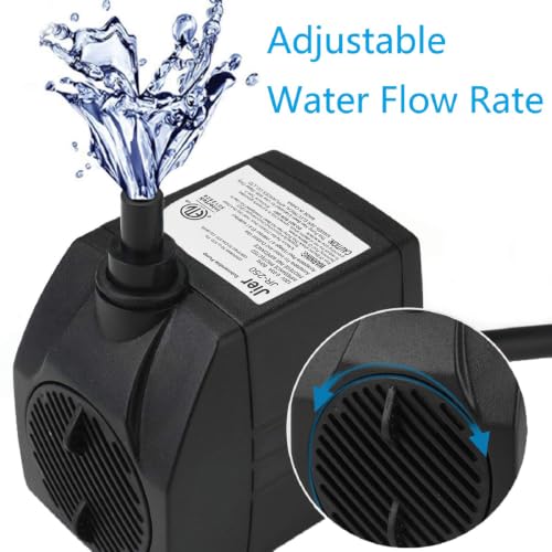 Image of BARST 120GPH Mini Submersible Water Pump with 6ft Power Cord, 3 Nozzles | 7W, 450L /H, Ultra Quiet for Aquarium, Fish Tank, Pond, Pet Fountain, Statuary, Hydroponics
