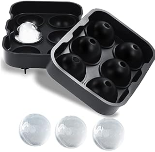 Stark Home Pack of 1 Round Silicone Ice Cube Tray, Black Reusable Ice Tray, BPA Safe Large Ice Cube Moulds for Whiskey, Cocktails, and Party Drinks