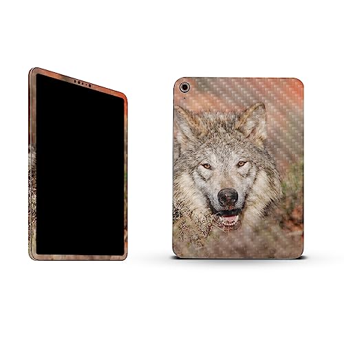 Image of MightySkins Carbon Fiber Skin Compatible with Apple iPad 10.9 inch 10th Gen (2022) Full Wrap Kit - Happy Wolf | Protective, Durable Textured Carbon Fiber Finish | Easy to Apply | Made in The USA