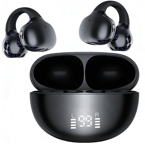 Image of Open-Ear Wireless Bluetooth 6.0 Headphones, 17mm Drivers with ENC, IPX5 Low Latency Gaming Mode and Multi-Connection, Clip-on Earphones for Workouts /Running