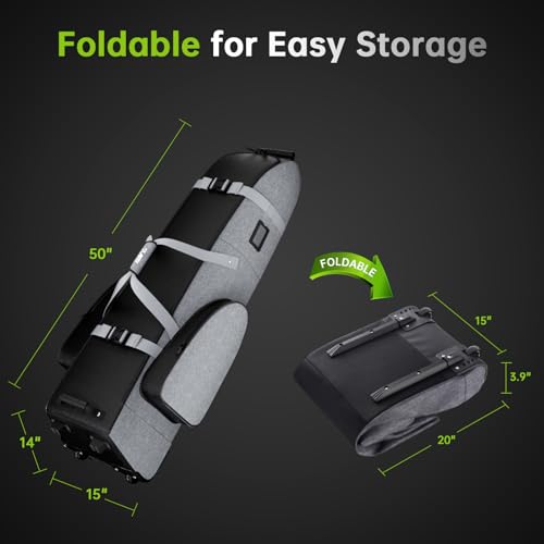 APTY Padded Golf Club Travel Bag with Wheels, Golf Luggage Cover Case for Airline - with Luggage Lock, Waterproof Coating Layer, 1200D Wear-Resistant Oxford, Universal Size