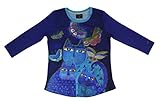 Laurel Burch Women's Top - 3/4 Sleeve T-Shirt - Indigo Cats - Medium