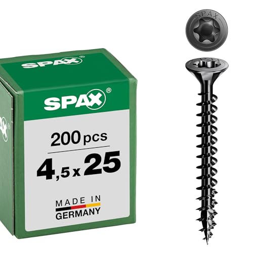 Spax Universalschraube, Senkkopf, schwarz, T-STAR plus, Vollgewinde (4,5x25 mm 200 Stück) – Ansicht 1