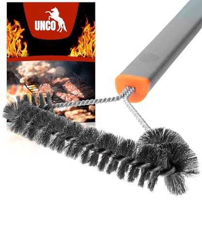 UNCO- 3-Sided Grill Brush - Stainless Steel, 12.2' - BBQ Grill Cleaner Brush