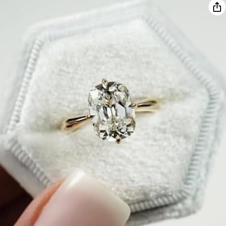 3 CT Diamond Cushion Cut Diamond Engagement Ring, Solitaire Daimond Ring, Wedding Ring, Compass Prong Setting, yellow gold plated.size 3-12 (USA).4