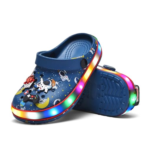 Image of XPKWS Toddler Kids Clogs Boys Girls LED Garden Shoes Light up Sandals Slip on Quick Dry Beach Slippers
