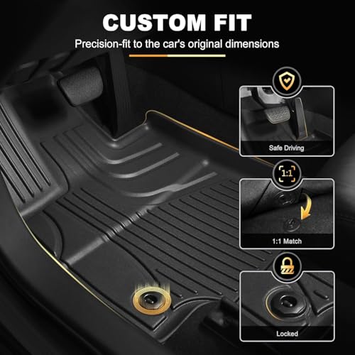 Floor Mats Fit for Mercedes-Benz C-Class C300 C43 AMG 2015-2021 Sedan Only | AOMSAZTO All Weather Custom Fit Floor Liners for 1st and 2nd Row, Black - Image 5