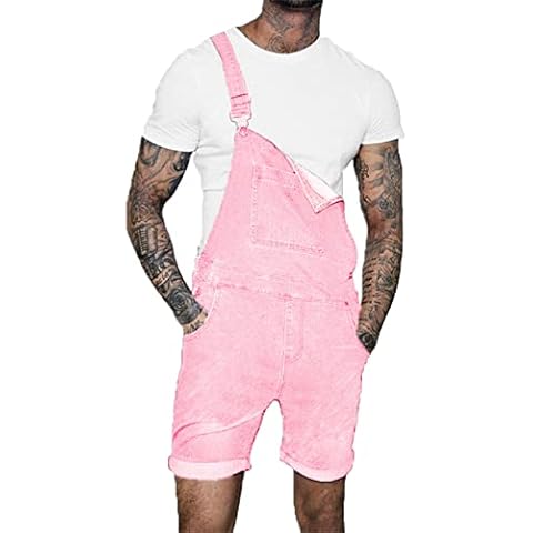 VIVICOLOR Men's Distressed Denim Dungaree Shorts Cover