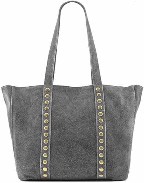 Genérico Bolso shopper tachuelas (Gris) Ideal para la universidad