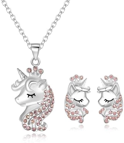 Crysdue Unicorn Jewelry Set for Women, 925 Sterling Silver Colorf...