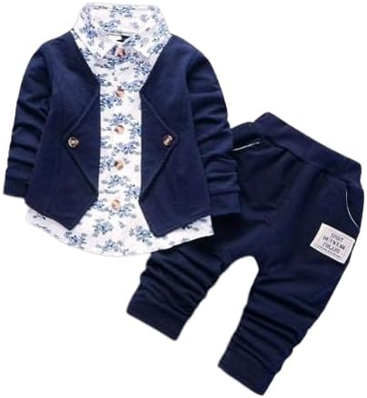 MS EnterpriseBaby Boys and Girls Cotton Blazer Style Shirt and Pant Set for Newborn, Infants, Toddlers and Child for Party, Events, and Gifting Blue