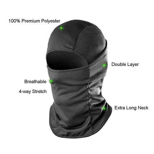 RnCop 2 Pack Balaclava for Men Women, UV Protection Elastic Face Mask Motorcycle Cycling Ski Mask for Helmet, Breathable Liner for Skiing, Snowboarding, Fishing, Running, Climbing, Hiking-Black - Thumbnail 6