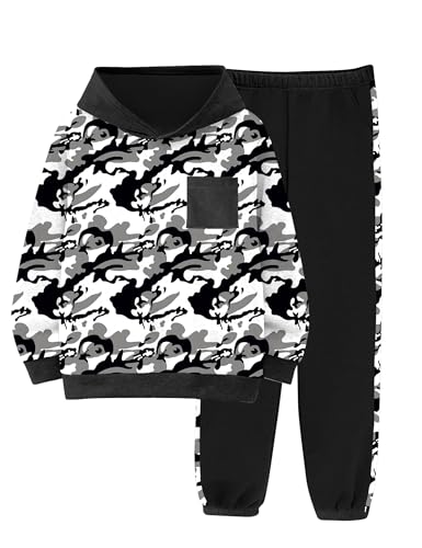 Tainmully Kids Clothes Boys Size 13-14 Camouflage Long Sleeve Hoodie and Pants Sets Boys 13-14 Clothes 2 Piece Fall Outfits