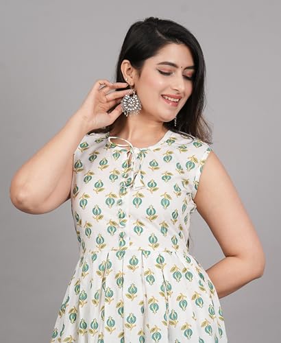 Image of Kuruti B Sheets Women's Cotton Floral Printed Regular Fit Anarkali Kurta for Women