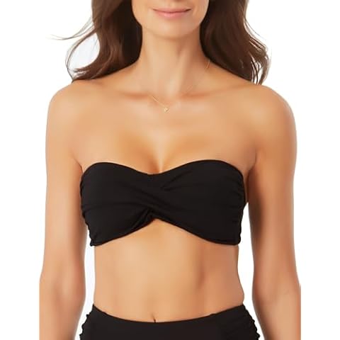 Anne Cole womens Solid Twist Bandeau Swim Bikini Top, Black, Medium US Cover