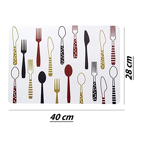 Image of 8 Pieces PVC Table Mats Set - Non-Slip, Heat Resistant and Washable Hot Insulation Pad - Modern Waterproof Placemats for Dining Table, Kitchen, Restaurant, Hotel (8-Piece, Brown Colour)
