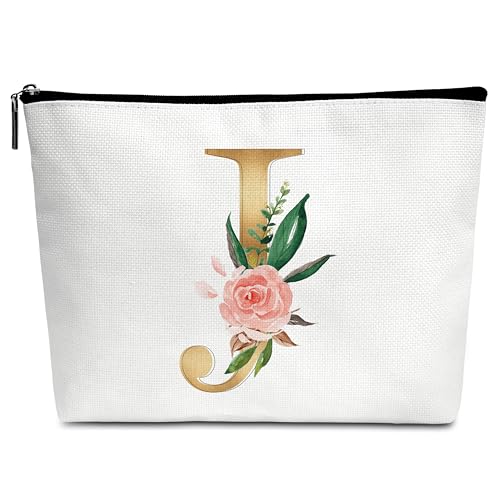 Cazhes Bolsa de maquiagem inicial A-Z - E01-E26, Floral, Letra J