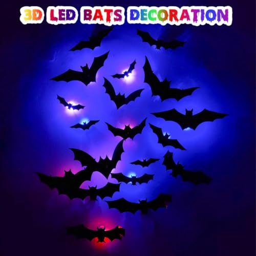 Murciélagos de Halloween para decorar el salón y balcón con luces de ambiente 3D 5