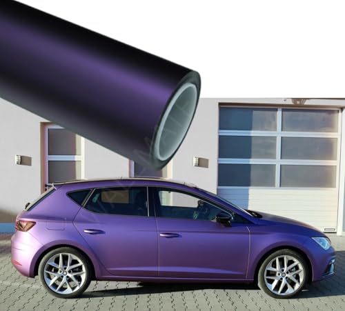 Image of WALLMATE Purple Mat Metallic Vinyl Car Wrap Self Adhesive Bubble Free Sticker for Car, Scooty, Cycle, Bike and Other Vihicle Interior & Exterior Decoration (Purple Metallic, 20X120 in)