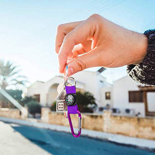 PROLOSO Colorful Carabiner Compass Keychain Belt Clips Kids Toys Prizes Outdoors Adventure Party Favors 20 Pcs miniatura 5