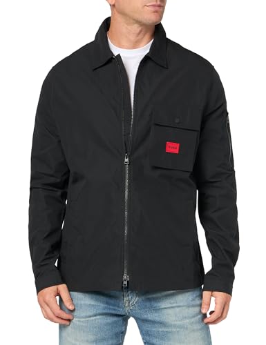Image of Hugo Men's Cotton Mix Canvas Zip Up Overshirt