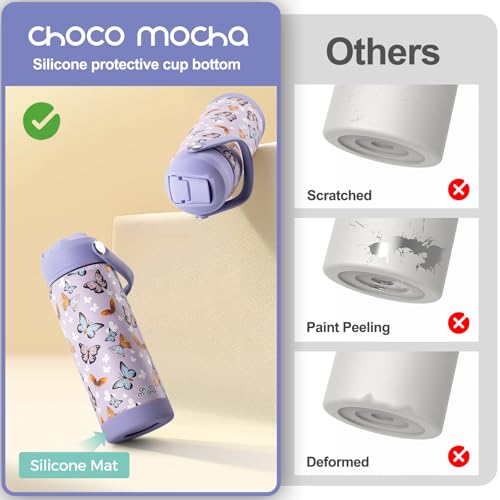 Choco Mocha Children's Water Bottle with Straw for Girls Thermos Flask Children, Water Bottles for School 400 ml, Leak-Proof - Image 4