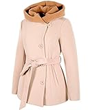 Taillierte Passform Grimada 1281 Damen Wollmantel Wolljacke COOTIC mit Kapuze (38, beige)