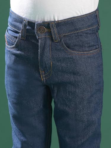 Image of Tales & Stories Boys Slim Fit Denim Jeans | 5-Pocket Stylish Mid-Rise Pants| Durable Cotton Denim Lycra with Button Closure | Casual Wear
