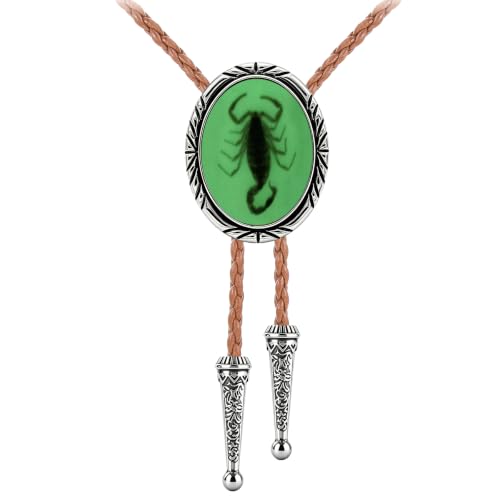 Image of Jeilwiy Bolo Tie for Men Western Cowboy Tie Necklace Gold Bolo Tie Leather Necktie Halloween Tie Accessories for Women