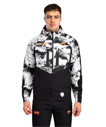 Venum UFC Zenith Men's Black/White/Orange Authentic Fight Week Zip Hoodie - M