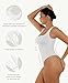 FeelinGirl Bodysuits for Women Square Neck Tummy Control Tank Tops Bodysuit for Women Compression Bodysuit White M/L