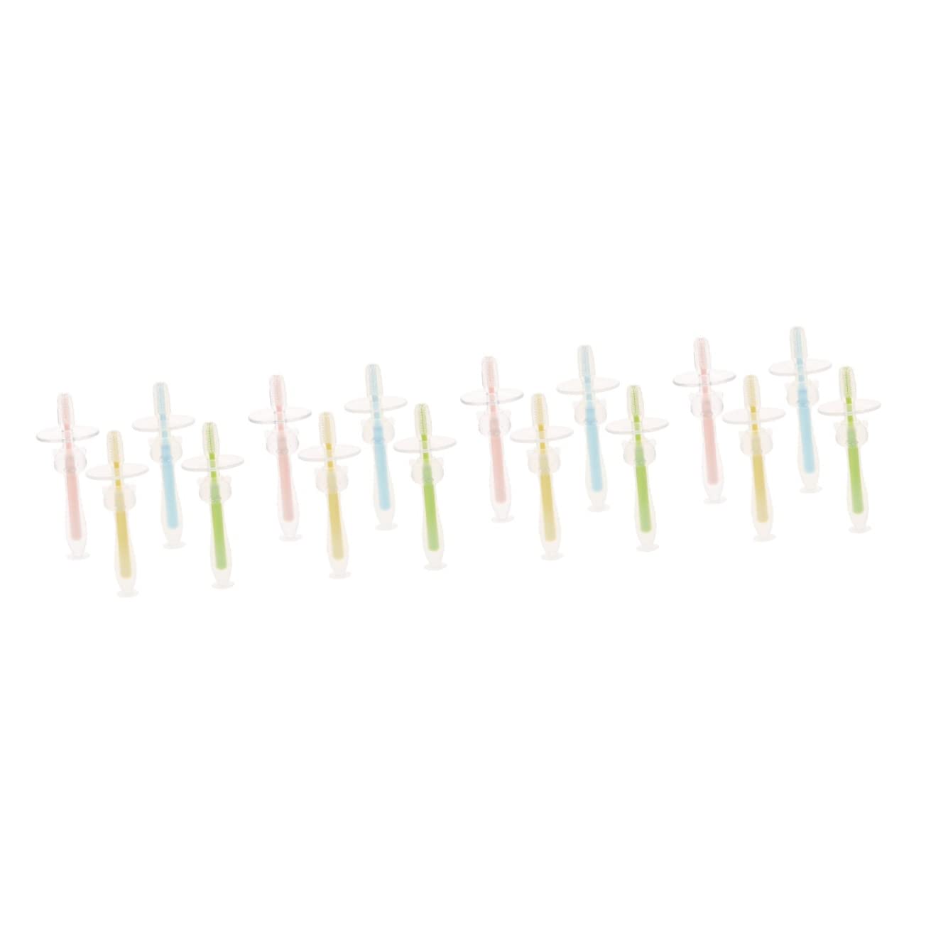 PACKOVE 16pièces Brossettes Dentaires Garçon Fille Silicone Avec Ventouse Brosse à Dents Garçon Fille Pour Apprentissage De Hygiène Rose Jaune Vert Bleu