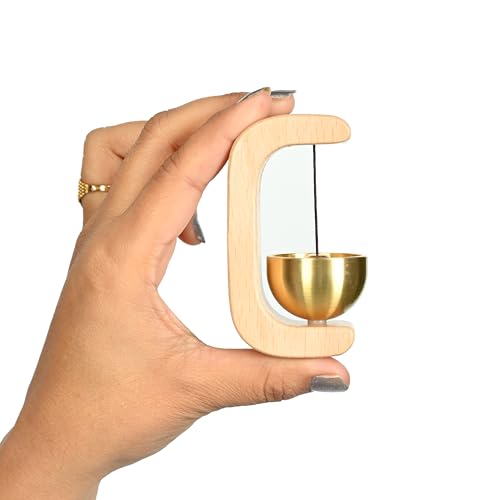 Image of ZAICUS Fridge Magnet Dopamine Door Bell - Wooden Magnetic Brass Doorbell for Refrigerator, Kitchen, Home, Office, Entryway, Shops & Housewarming Gift