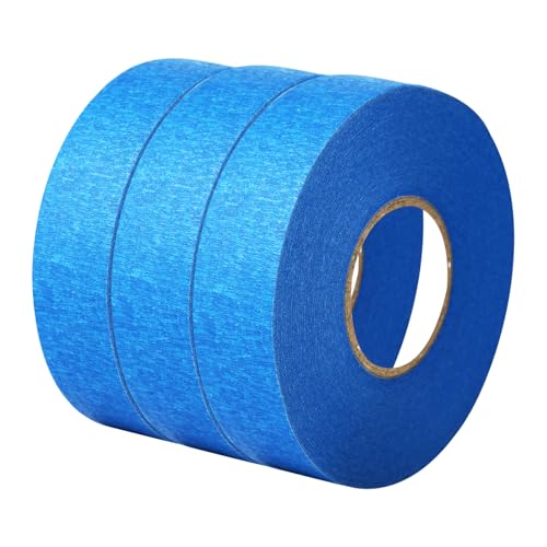 3rollos de cinta de carrocero, 50 m x 24 mm, cinta carrocero pintura, cinta pintor, masking tape, cinta carrocero ancha, resistente al calor y a los UV, ideal para pintura, renovaciones y manualidades