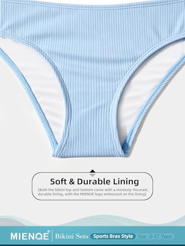 Image of Tween Teen Girls Two Piece Bikini Swimsuit | Not See-Through Removable Chest Pads | Cute Bathing Suit Ages 6-17