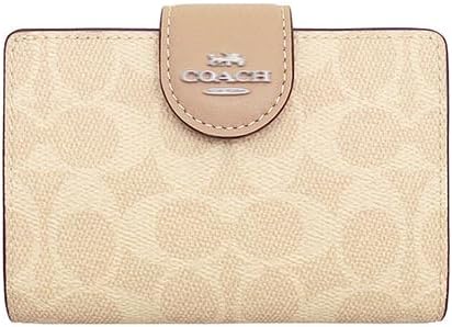 [My Organyee] Women's Wallet Mail Order L-Shaped Shoulder Bifold Wallet Medium Corner Zip Wallet Signature Canvas Outlet, Sand x taupe