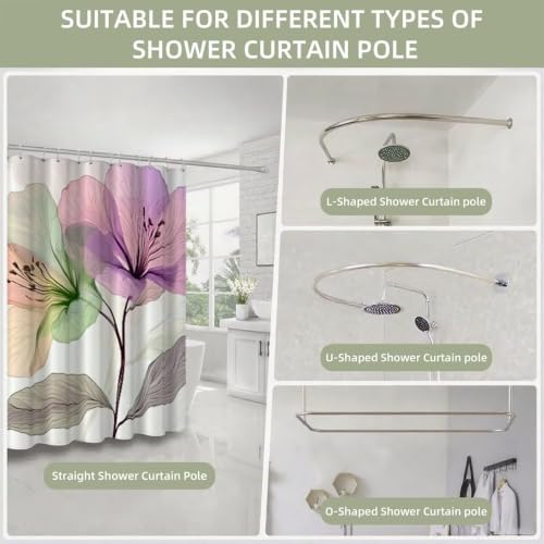Rideau de douche violet anti collement tissu imperméable lesté 180x200 - 5