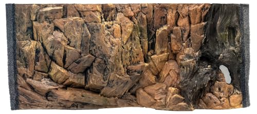 Prestivio Aquarium Hintergrund 3D Rückwand 100x40 cm, Handgefertigte Strukturwand in Felsoptik, Sicher für Tiere, Fischsicher, Einfacher Einbau, Naturstein Design für Aquarien