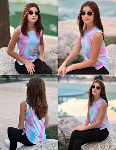 Zaclotre Meninas Regatas Esportivas, Bainha Alta E Baixa, Caimento Solto, Top De Verão, Sem Mangas,