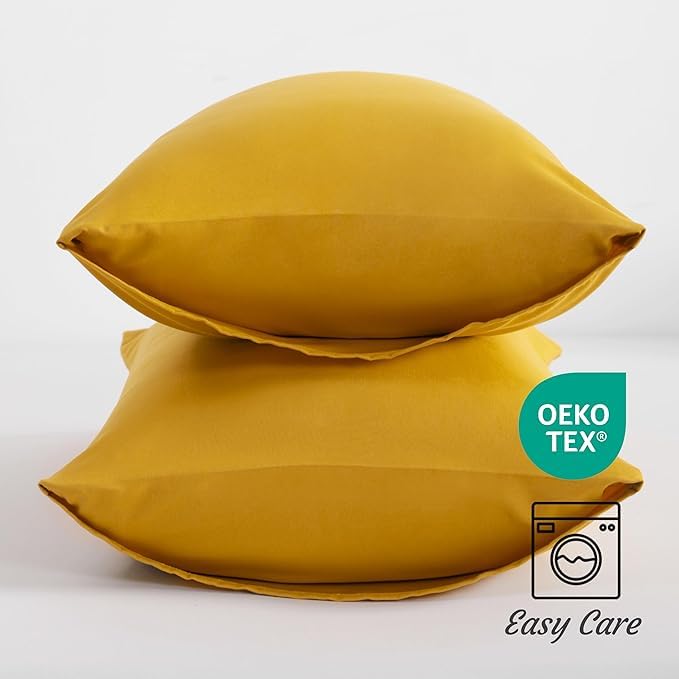 KANCHI DECOR - Premium 400 Thread Count 100% Egyptian Cotton Pillow Cases Set of 2, Breathable, Soft and Wrinkle-Free Pillow Covers with Envelope Closure, Gift, Gold Yellow, 17x27 Inches 2