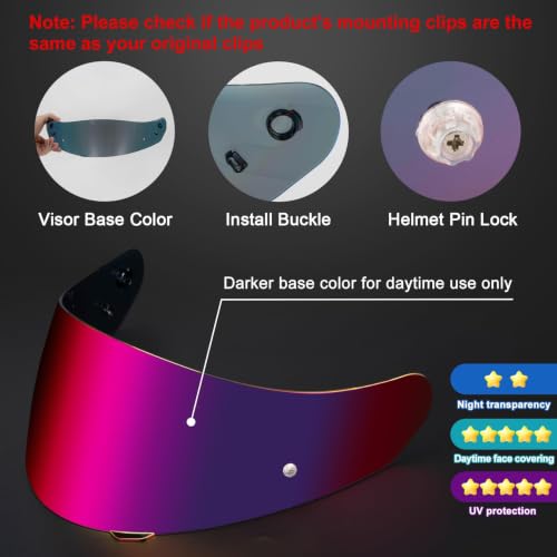 Image of PSLER Shatterproof Helmet Visor for HJ17,C90,C91,CL-MAX 3,Blue Purplish Red | Impact-Resistant ,UV400 Protection, Motorcycle Tinted Face Shield for HJ17,C90,C91,CL-MAX 2, IS-MAX BT, SY-MAX 3, IS-MAX 2