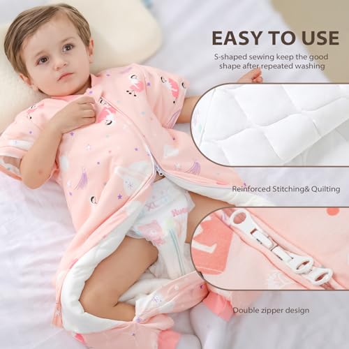 Mosebears Sacco nanna per bambino con gambe foderato calorosamente Sacco nanna per bambini maniche rimovibili, pigiama unisex per bambina - 7