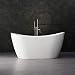 WOODBRIDGE BTA-1516 Acrylic Freestanding Bathtub Contemporary Soaking Tub with Brushed Nickel Overflow and Drain, BTA1516, 59" B-0016 White