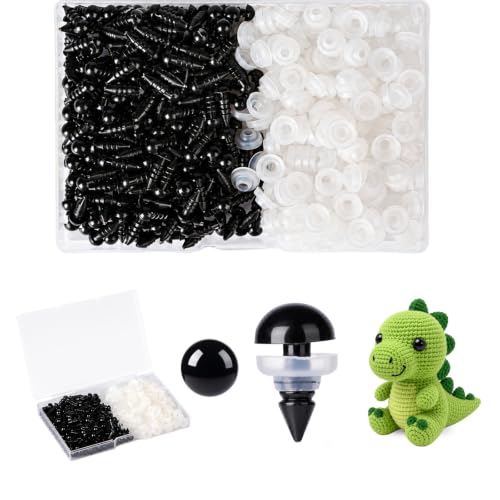Image of MUCUNNIA 400pcs 9mm Black Safety Eyes with Washers for Crochet Amigurumi
