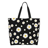 GVGOAGL Cute Daisy Floral Tote Bag For Women, Large Waterproof Shoulder Bags Big Foldable Reusable Grocery Handbag For Travel Shopping Gym Sport Picnic Work Beach