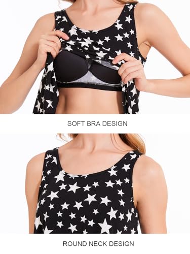 Image of Rosyline Tank Top for Women with Built in Bra Flowy Swing Undershirt Tank Tops S-4XL