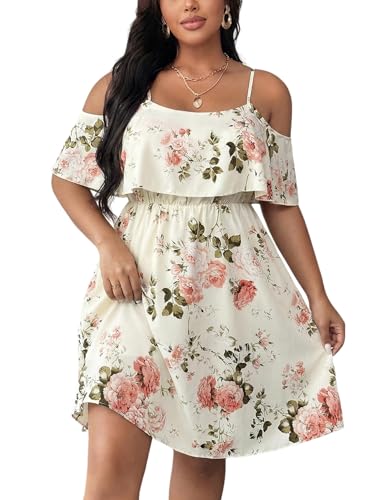 Image of Plus Size Summer Dresses for Women Casual Short Sleeves A Line Midi Dress